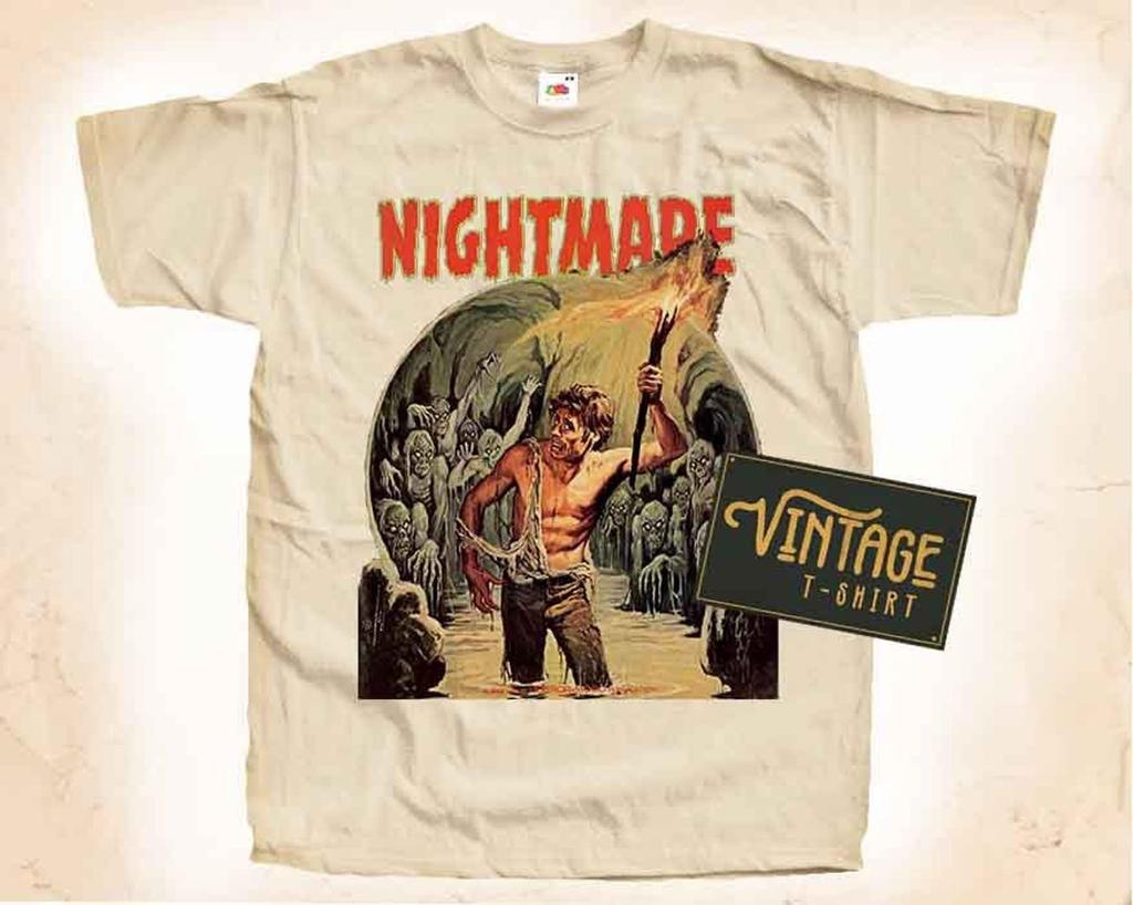 Nightmare T-Shirt Tee Natural Vintage Cotton Movie Poster Beige All Sizes S M L XL 2X 3X 4X 5X