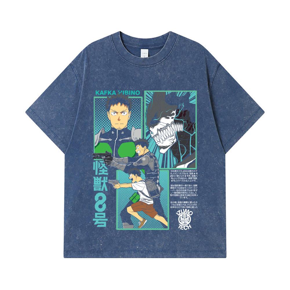 

275 GSM Washed T-shirts 100% Cotton Kaiju No 8 V7 Kafka Print Unisex Heavy Cotton T Shirt 2XL королівський синій колір