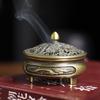 Dragon & Phoenix Auspicious Cloud Alloy Incense Burner: Three-Legged Indoor Aromatherapy & Coil Incense Holder