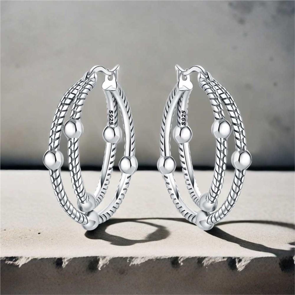 925 Silver Multi Circle Hoop Earrings Minimalist Design Trendy Jewelry Gifts For Women Birthday Party