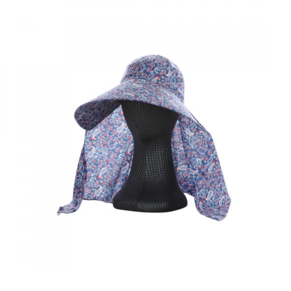 Shop   Korean Made Uv Paisley Sun Protection Mask Shade Hat Navy Km Wh 0738