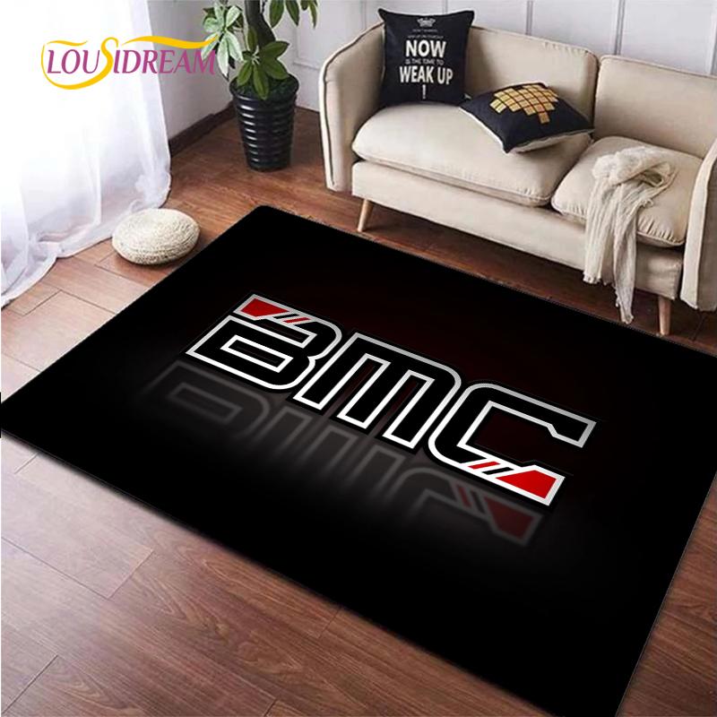 Tappeto con logo di bicicletta per Soggiorno Camera da letto Tappeti Cucina Bambini Porta Tappetino Antiscivolo Regalo di compleanno Oggetti di scena fotografici Alfombra Tappeto