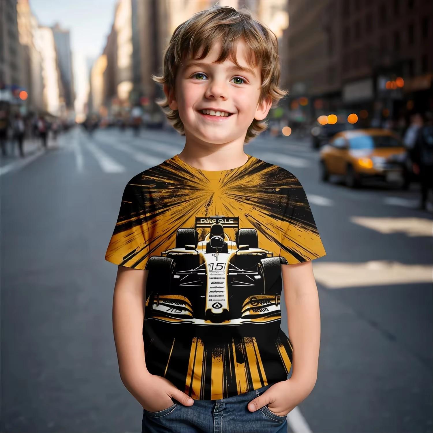 

Детская одежда Футболка для мальчиков с коротким рукавом Гонки 3D Принт Детская летняя одежда Модная одежда для мальчиков и девочек с рисунком Топы с круглым вырезом 160