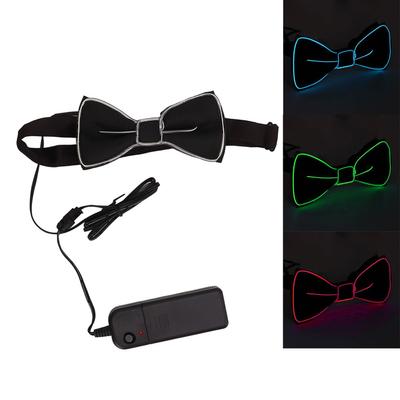 LED Bow Tie Polyester Plastic Copper Wire Adjustable Glowing Necktie for Party Dance Festival Club