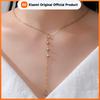 Skyrim Clear Zircon Necklaces Women Stainless Steel Gold Color Long Chain Delicate Jewelry Birthday Gift Wholesale