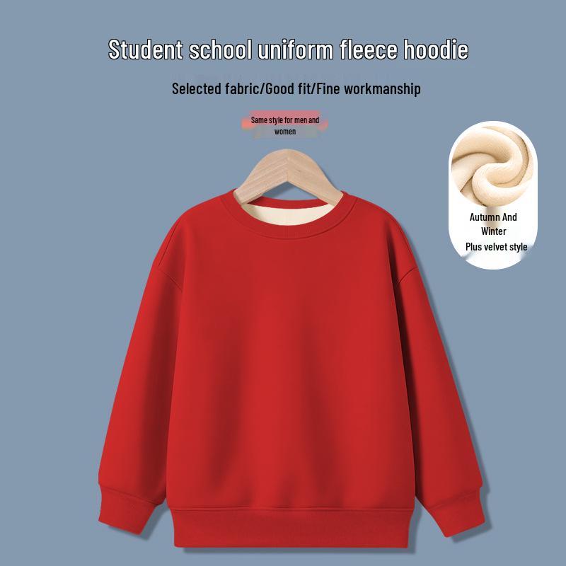 Jungen Sweatshirt mit Fleece-Futter: Warmes, locker geschnittenes Langarm-Oberteil für die Herbst-/Winter-Schuluniform