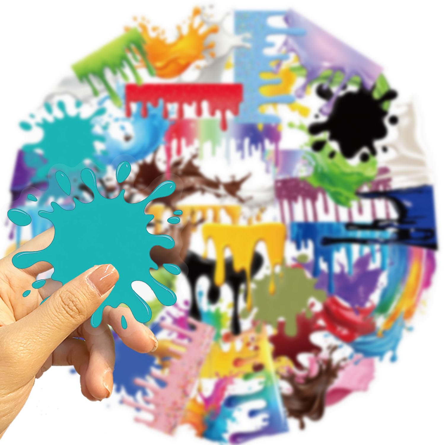 

50 Pcs Cartoon Dripping Paint Art Stickers, Waterproof Clear PET for Helmet Skate Laptop Phone Car Bicycle Suitcase Decals