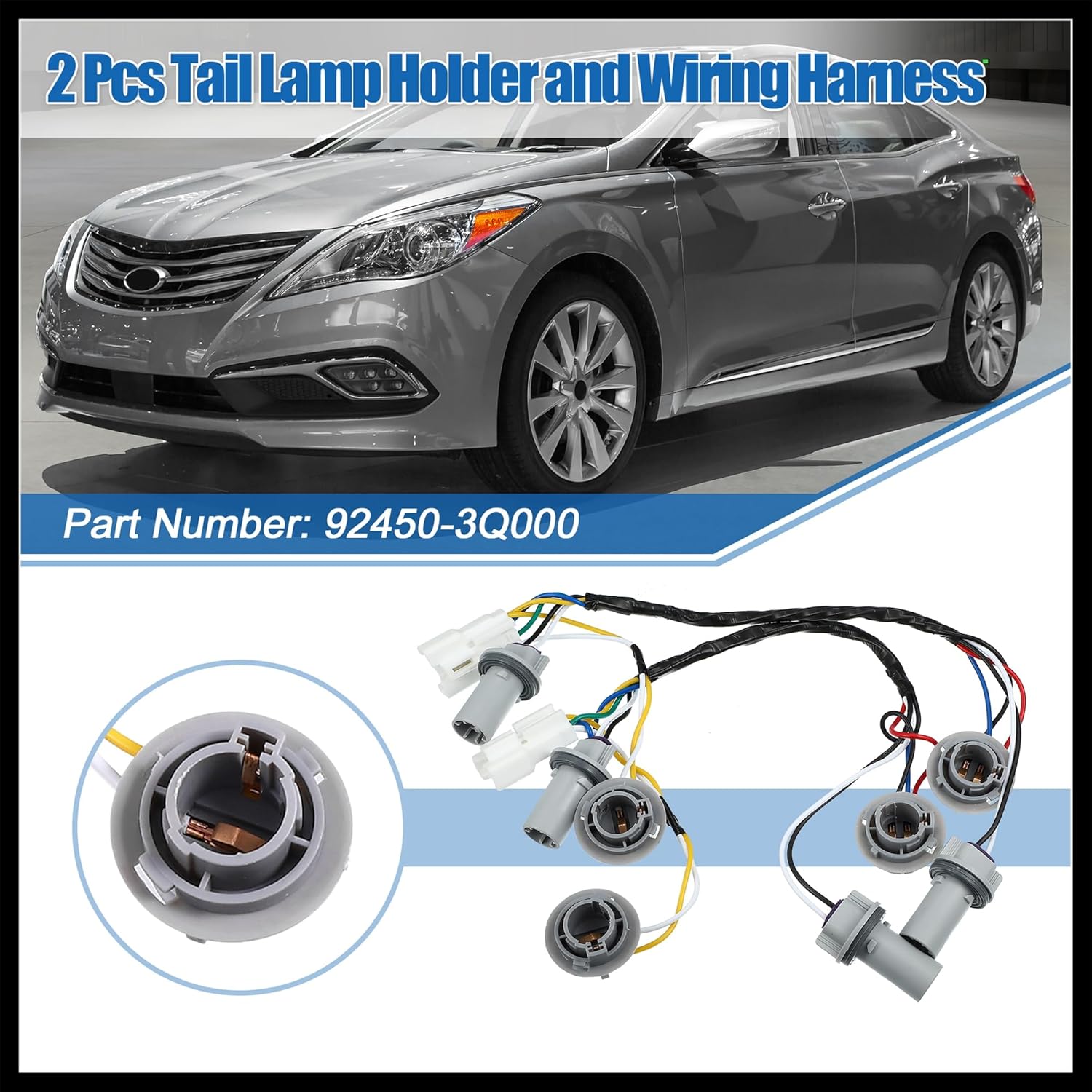 

2 Pcs Tail Lamp Holder and Wiring Harness 92450-3Q000 for Hyundai Sonata Sedan 2.0L 2.4L 2011-2014 Rear Tail Light Lamp Harness Socket Holder and