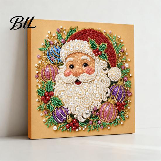 3D Bead Embroidery Sets Christmas Faux Pearl Art Kit, DIY Santa Tree Painting Craft Supplies for Beginners Holiday Wall Decor Kit Adults, Handmade