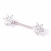Sexy Body Piercing Jewelry Surgical Steel Zircon Flower Nipple Ring(Silver)