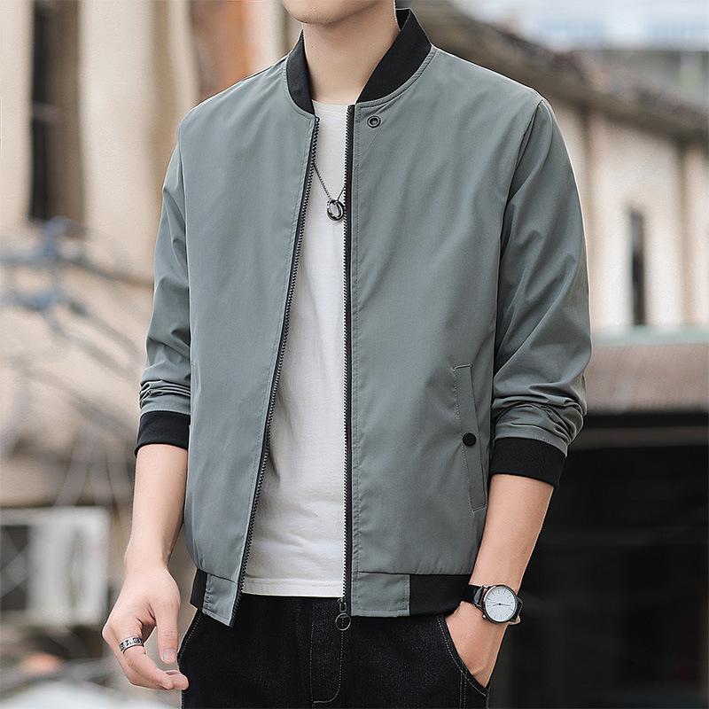 Spring and Autumn New Jacket Men's Solid Color Stand Collar Korean Version of Casual Loose Jacket Men's Jacket Trend