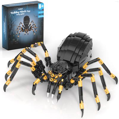 Kreativní Divoká Zvířata Pavouk Stavebnice Micro Blocks Montážní Černý Model Pavouka Hororové Hračky na Halloween Pro Děti