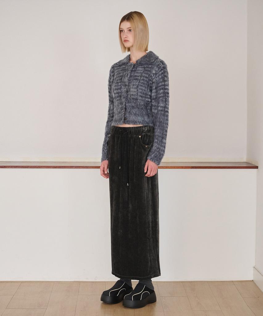 Etmont Velvet Banding Logo Skirt, Charcoal