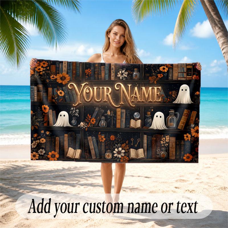 Decorative Artwork Theme Soft Beach Towel Personalized Custom Name Text Towel Portable for Beach Pool Travel
