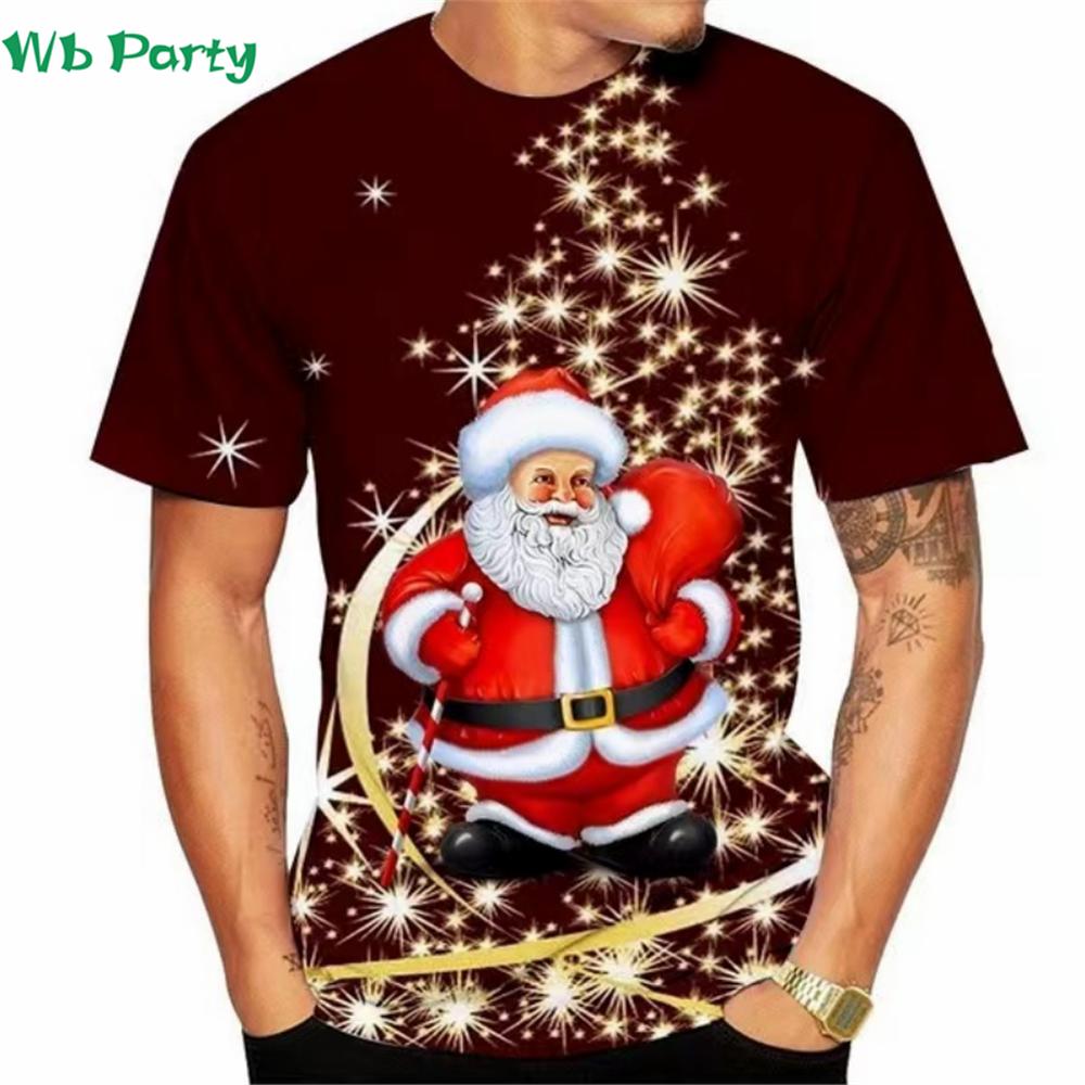 Christmas Men s Clothing 3D Print Funny Mens Clothing O-Neck Men s Short Sleeve Tee 3D Print Y2k Clothes Vintage Men s T-shirt S