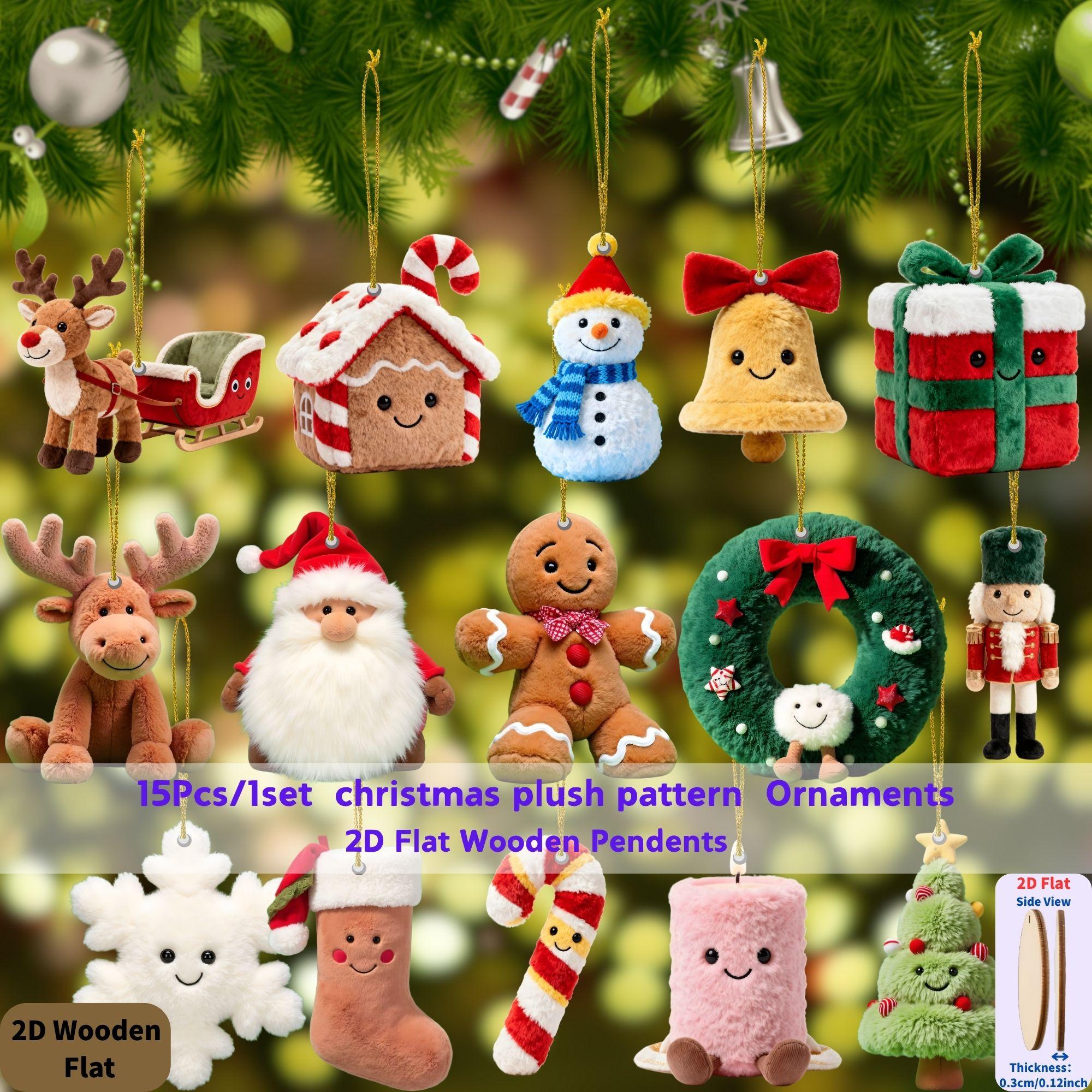 15 stuks Kerst Houten Peperkoekman En Kerstman Platte Hangers Vakantie Boom Decoraties Perfect Cadeau
