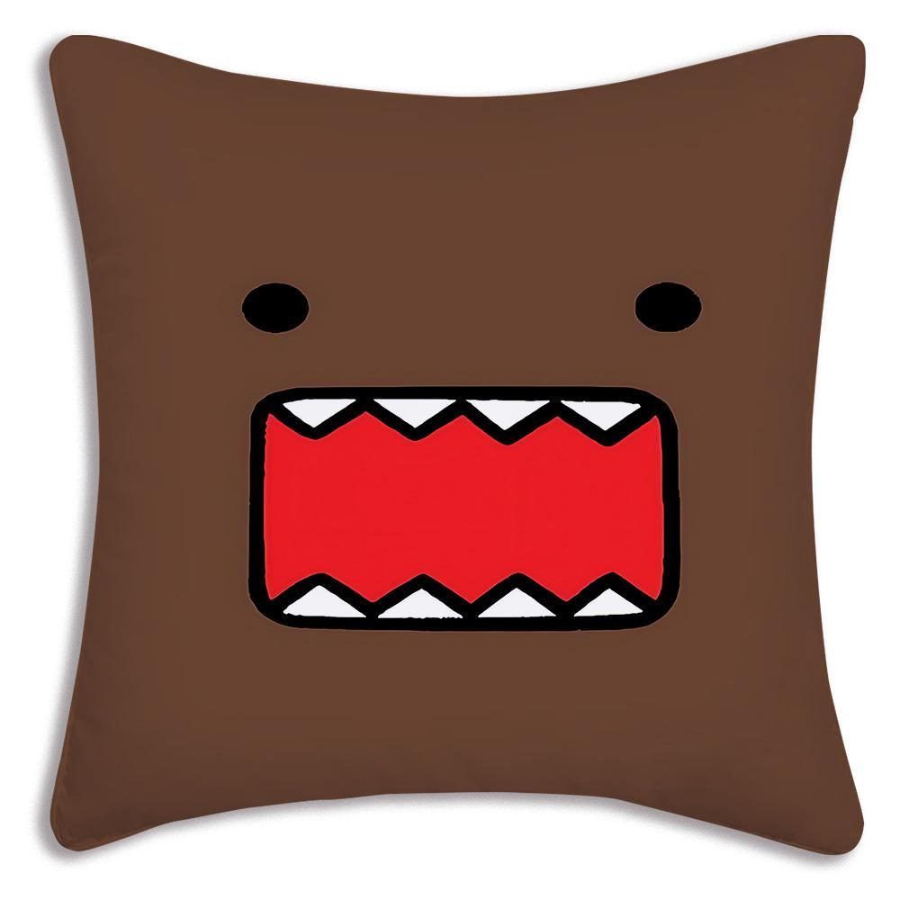 Cute For D-Domo Kun Faces Pillow Covers Cartoon Sofa Decorative Home Double-sided Printing Short Plush Cute Cushion Cover