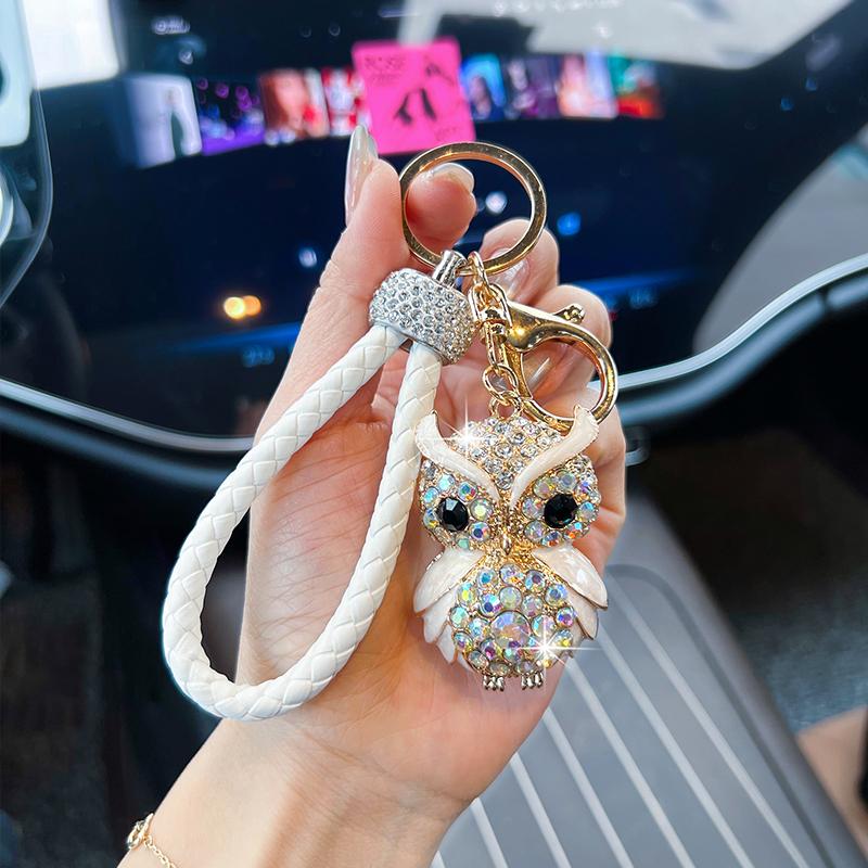 Creative Personality Owl Car Keychain, Fashion Diamond-encrusted Bag, Pendant, Keychain, Small Gift Pendant