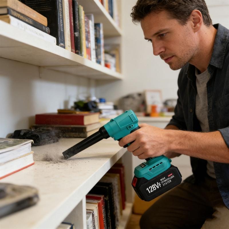 Rechargeable Cordless Leaves Blower Includes 2 Batteries 220V Light Weight Low Noise Handheld Blower for Gardening