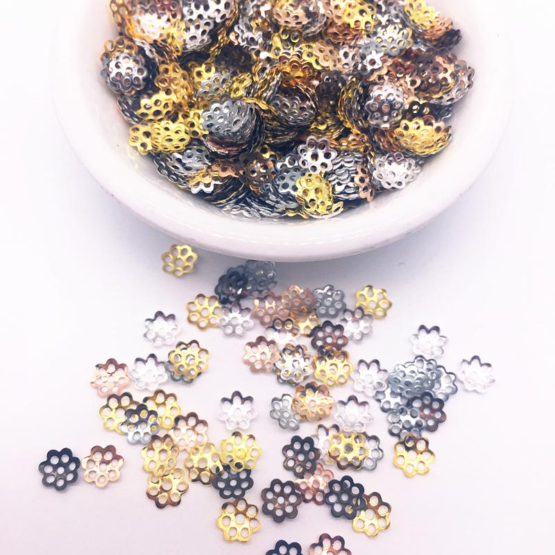 500pcs 6mm Hollow Flower Findings Cone End Beads Cap Filigree DIY Jewelry Making