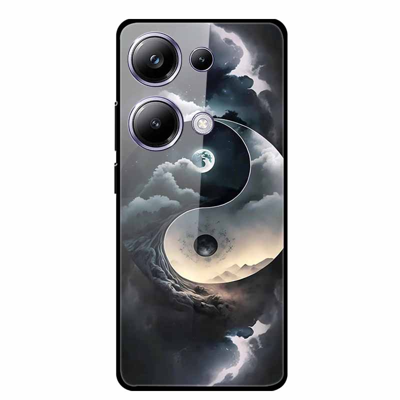 Glass Back Cover For Poco M6 Pro 4G Case M 6 M6Pro Hard Tempered Glass Case For Xiaomi Redmi Note 13 Pro Phone Case Soft Bumper