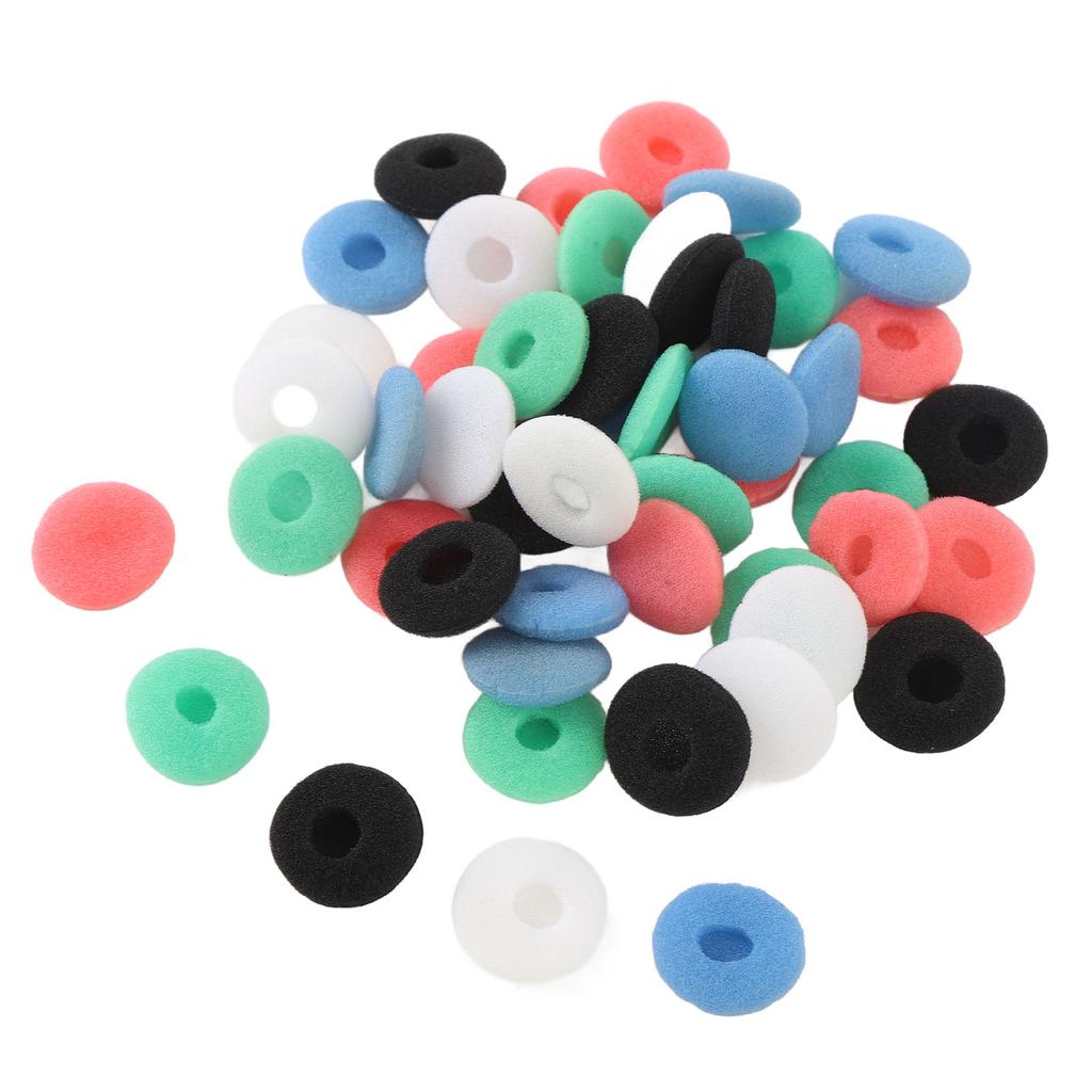 50pcs Earbud Sponge Cover Black White Red Blue Green 15mm Noise Isolation Sponge Earbud Tip for MP3 MP4 Tablet Earphone