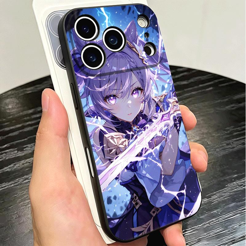 Genshin Impact Keqing Soft Phone Case for iPhone 16 16E 17 Air 15 Pro Max 14 Plus 13 Mini 11 12 7 Black Cover Back Shell