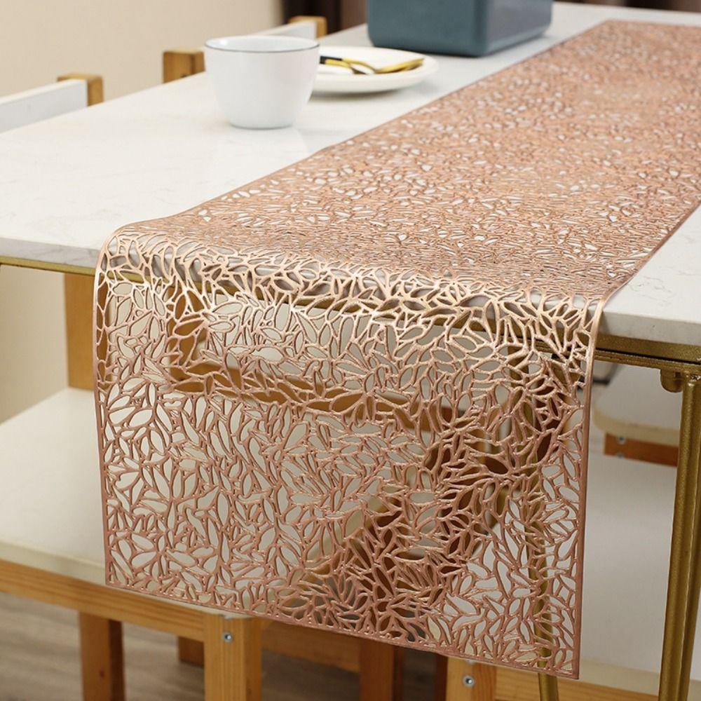 Rectangular Table Cover PVC Tablecloth Luxury Hollow Table Runner Table Decoration