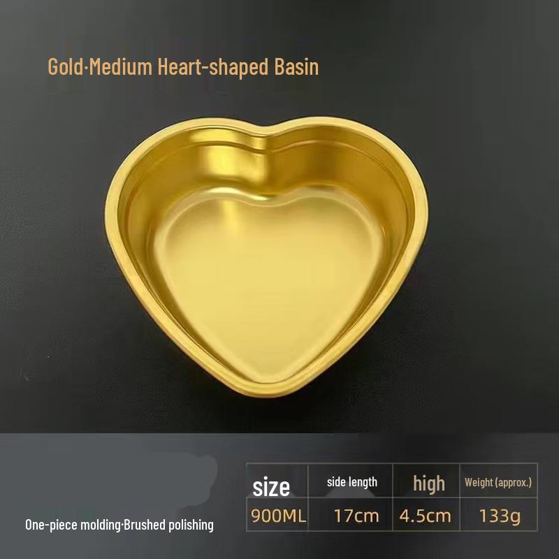 ZISIZ Stainless Steel Gold Heart Snack Plate, Set of 3