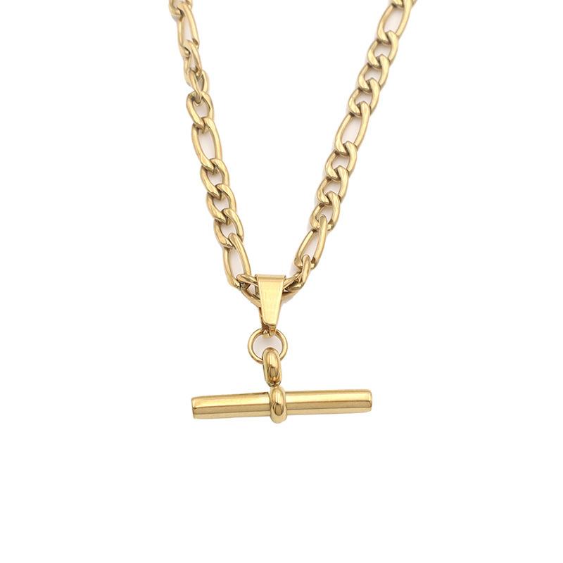 Hip-Hop 18K Gold Nischen Anhänger Schmuck Damen Persönlichkeit Trend Titanstahl T-förmiger Anhänger Halskette