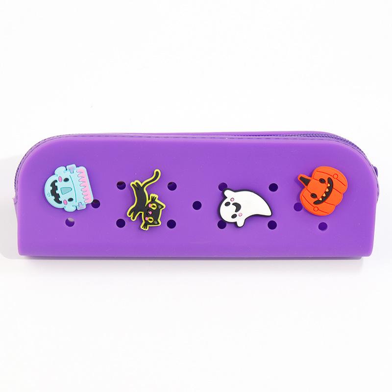 DIY silicone hole pencil bag, student creative cute pencil bag learning stationery storage bag stationery box