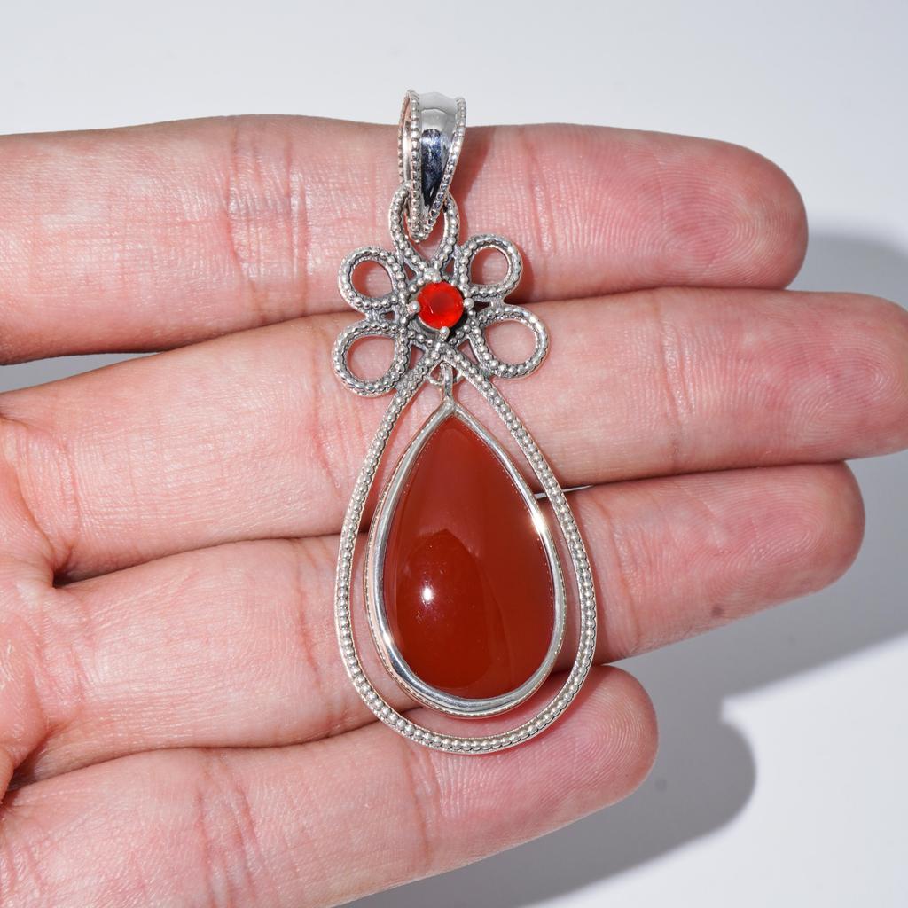Red Onyx Pendant, 92.5% Dangle Pendant for Her, Designer Pendant, Zivori Jewelry
