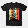 Men Black Print T-shirt Cyclocross Vintage No-Cut Transfer Paper Print Cotton Tshirt