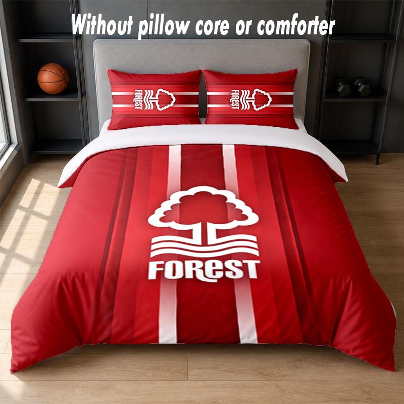 Nottingham Forest Design Bett Bettwäsche-Set 1 Bettbezug + 2 Kissenbezüge Weich Atmungsaktiv Haushalt Bettwäsche