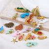 2pcs Stainless Steel Ocean Animals Pendant Whales Seahorses Conch Shells Marine Bracelets Earrings Charm for Jewelry Making Gift