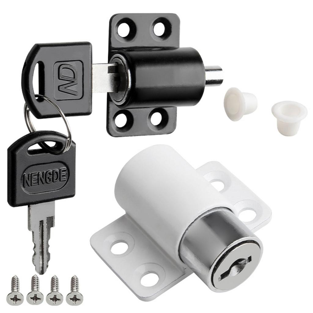 White Sliding Door and Window Bolt Universal Lock Set Sliding Yard Security Lock with Key-Home Office Child Safety Lock