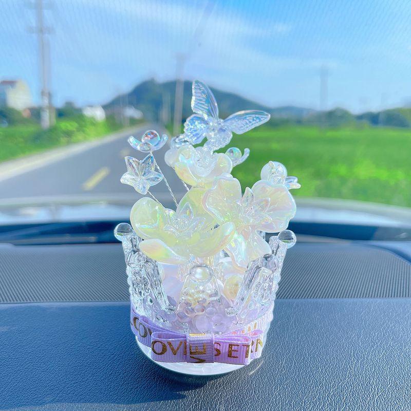 Treasure Butterfly Ornament with Fragrance, Pearl, and Rhinestone Car Aroma Diffuser Stone Perfume Ornament for Car Dashboard Decoration