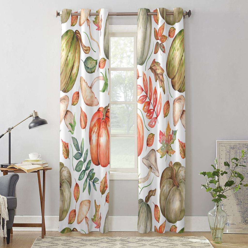 Frunze de dovleac de toamnă, ciuperci, perdele moderne pentru fereastră pentru sufragerie dormitor perdea tratament de bucătărie jaluzele draperii