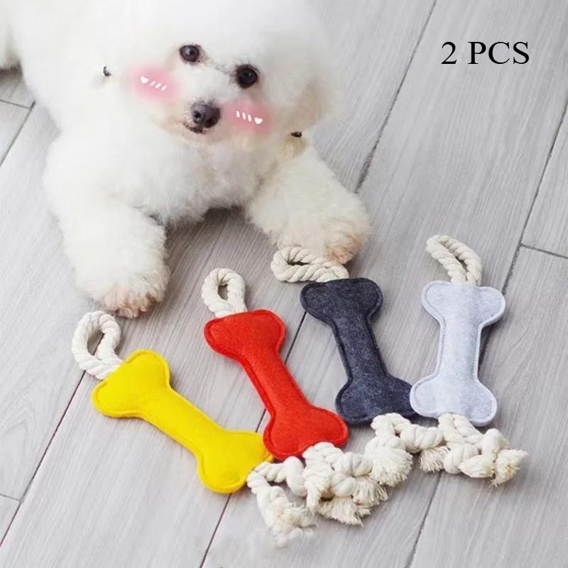 

2Pcs Felt Rope Dog Toys Multi Color Puppy Rope Toy Cotton Puppy Toys Dog Chew Puppy Teething Toys For Pet чёрный