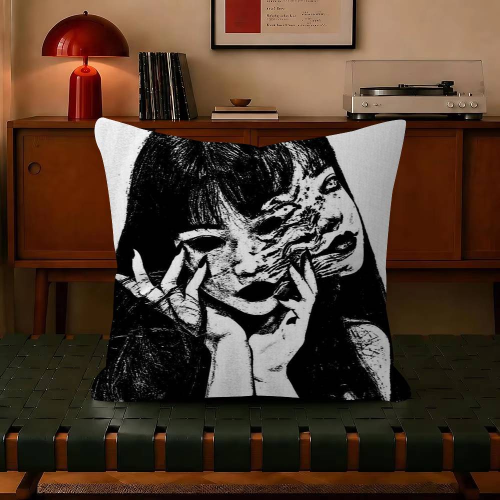 Japan Classic Anime JJunji Ito Edit Cushion Cover Pillowcase Upholstery Sofa Throw Pillow Home Decor Pillowcas