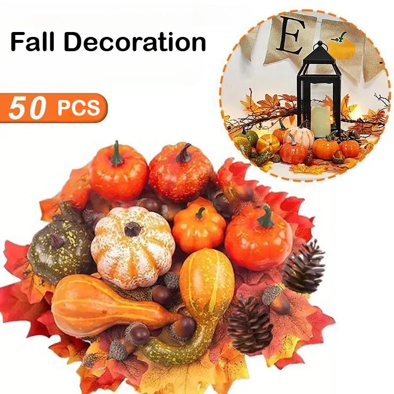 Artificial Pumpkins, Halloween Props, Maple Leaves, Christmas Decorations, Holiday Decorations,New Year's Wreath Decoration Accessories
