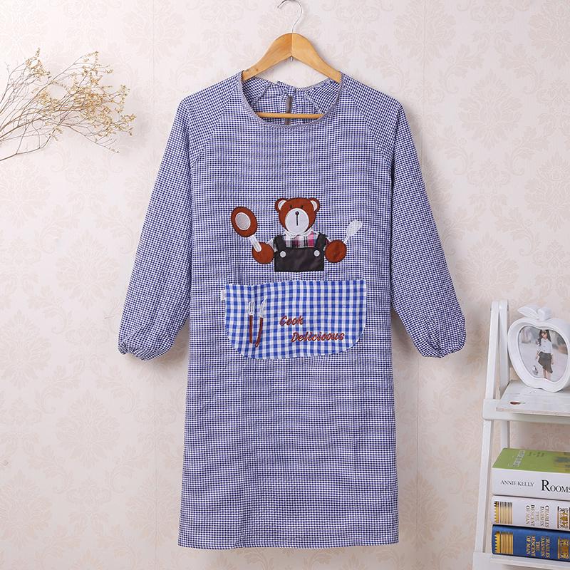 Korean Style Long Sleeve Oil-Proof Cotton Apron for Women and Men – Cute and Fashionable Kitchen Smock for Summer