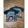 Mens Oversized Graphic Tee With Skull Print Washed Vintage Cotton T-Shirt Loose Fit Short Sleeve Crew Neck