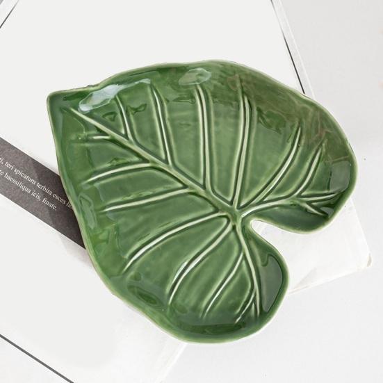 Grön Blad Keramisk Skedstöd Håller Bänkskivor Rena Köksspis Topp Bänk Dekorativa Bladformade Skedhållare Köksredskap
