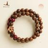 Natürliches goldenes Sandelholz- und Zinnoberarmband mit Glücksperlen, Sandelholzarmband im chinesischen Stil und violettes goldenes Sandelholzarmband, Geschenk für Mädchen