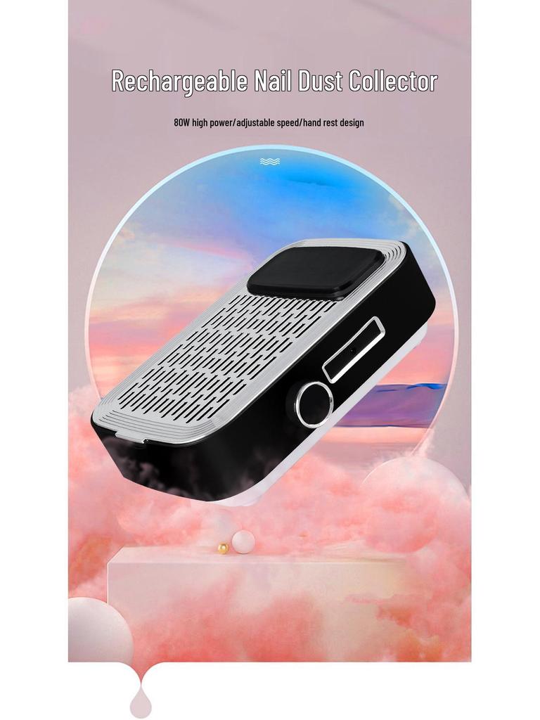 80W Wiederaufladbarer Nagelsauger mit Handauflage und integriertem Filter