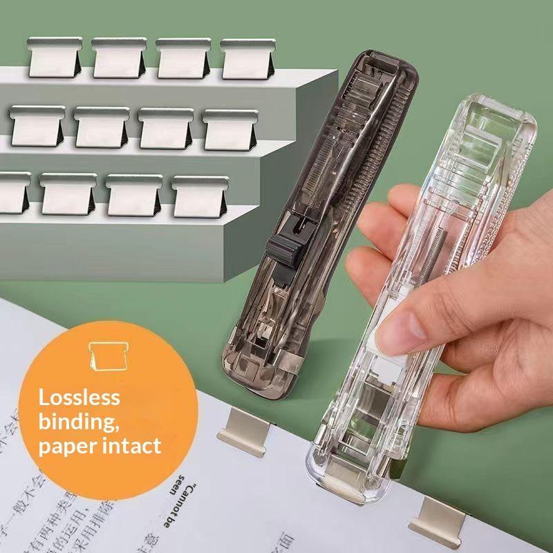 Portable Handheld Paper Clam Clip Dispenser Paper Clam Clip Dispenser With Paper Clam Clip Refills Mini Push Stapler Paper Clip