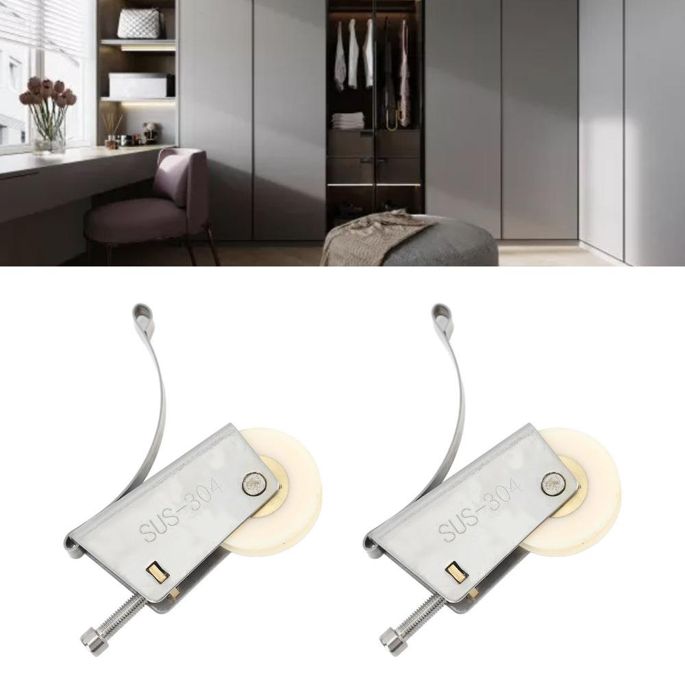 2PCS Stainless Steel Cabinet Window Pulley Precision Bearings Door Roller Assembly  Wardrobe