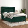 Lit - Exclusive House - 140x200cm - Dark Green Velvet - Adjustable Headboard - Pocket Spring Mattress