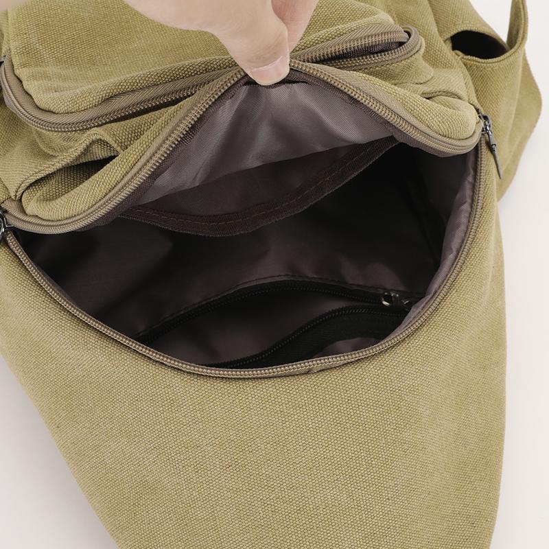 Brusttasche mit großem Fassungsvermögen Herren Mehrschichtige Canvas-Umhängetasche Multifunktionaler kleiner Rucksack
